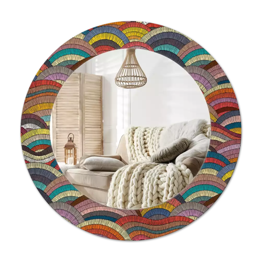 Miroir rond cadre avec impression Ornement