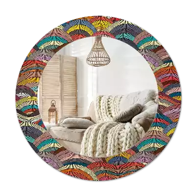 Miroir rond cadre avec impression Ornement