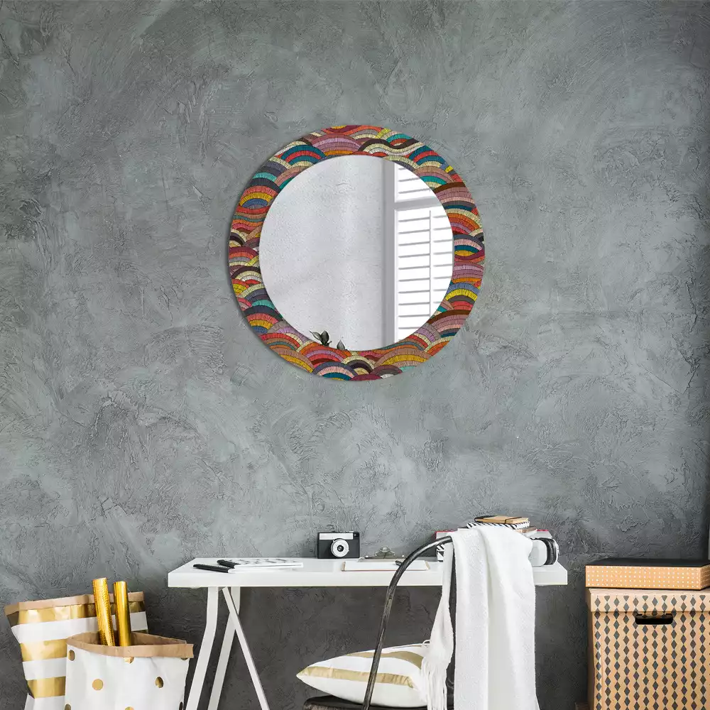 Miroir rond cadre avec impression Ornement
