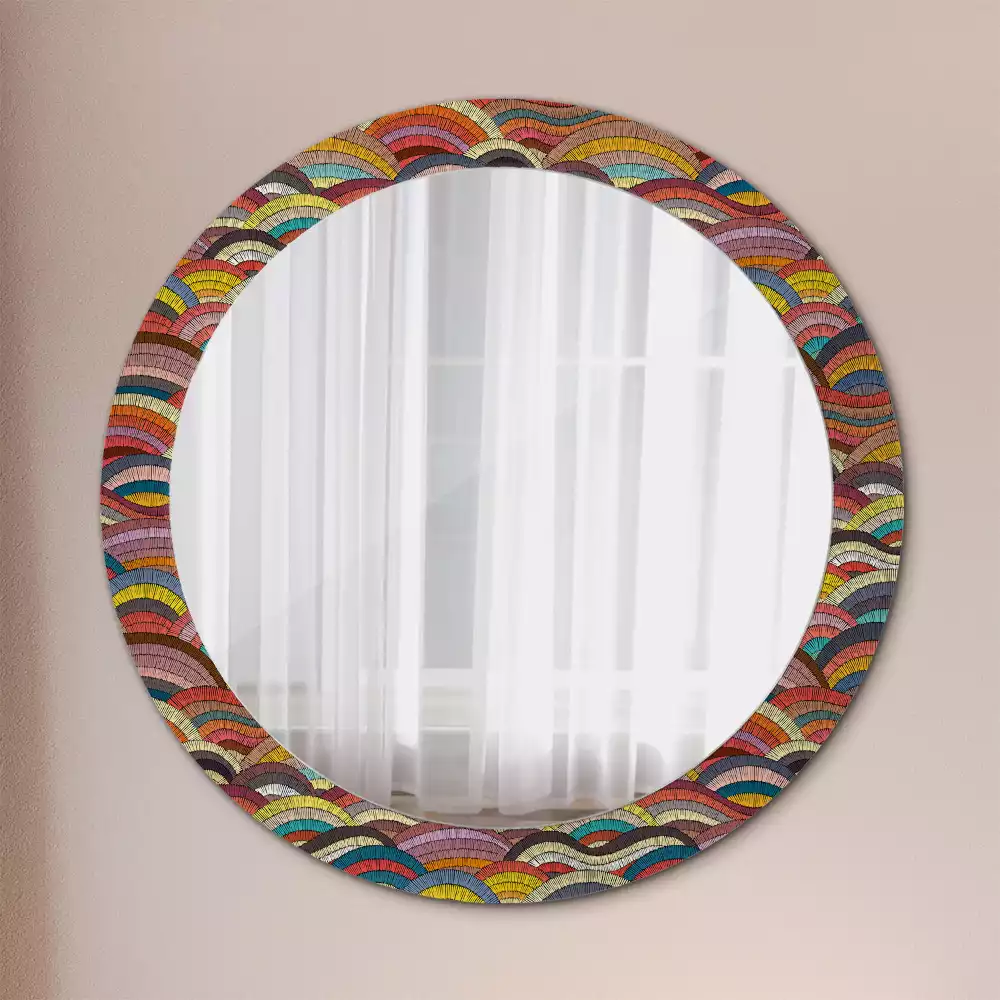 Miroir rond cadre avec impression Ornement