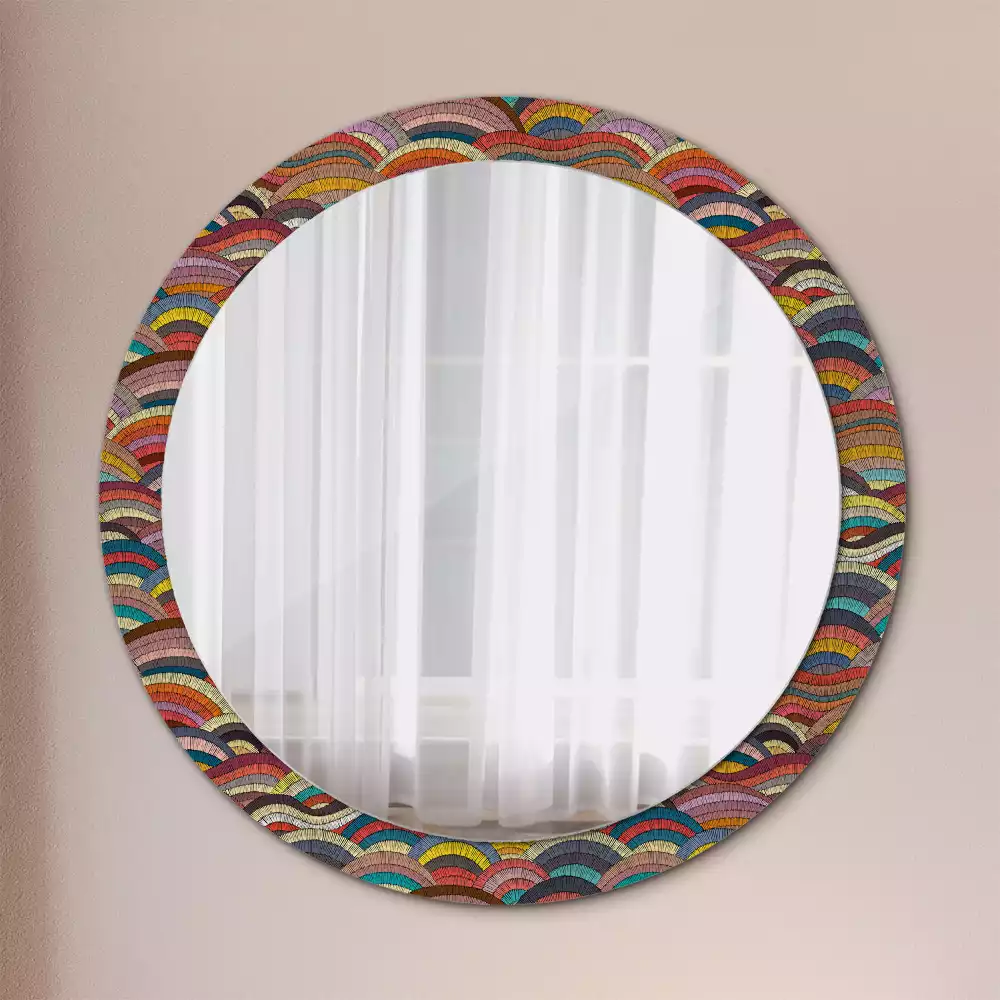 Miroir rond cadre avec impression Ornement