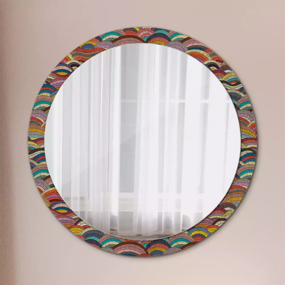 Miroir rond cadre avec impression Ornement