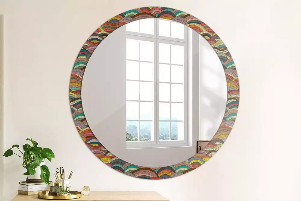 Miroir rond cadre avec impression Ornement