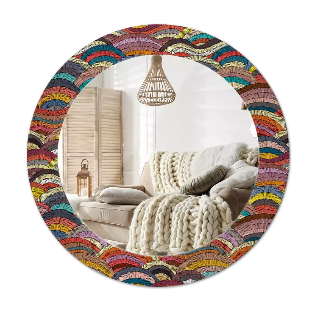 Miroir rond cadre avec impression Ornement