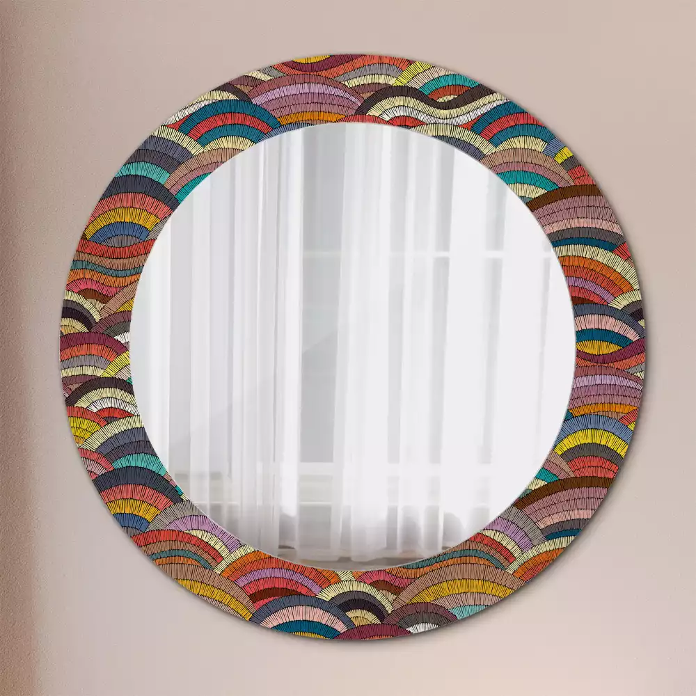 Miroir rond cadre avec impression Ornement