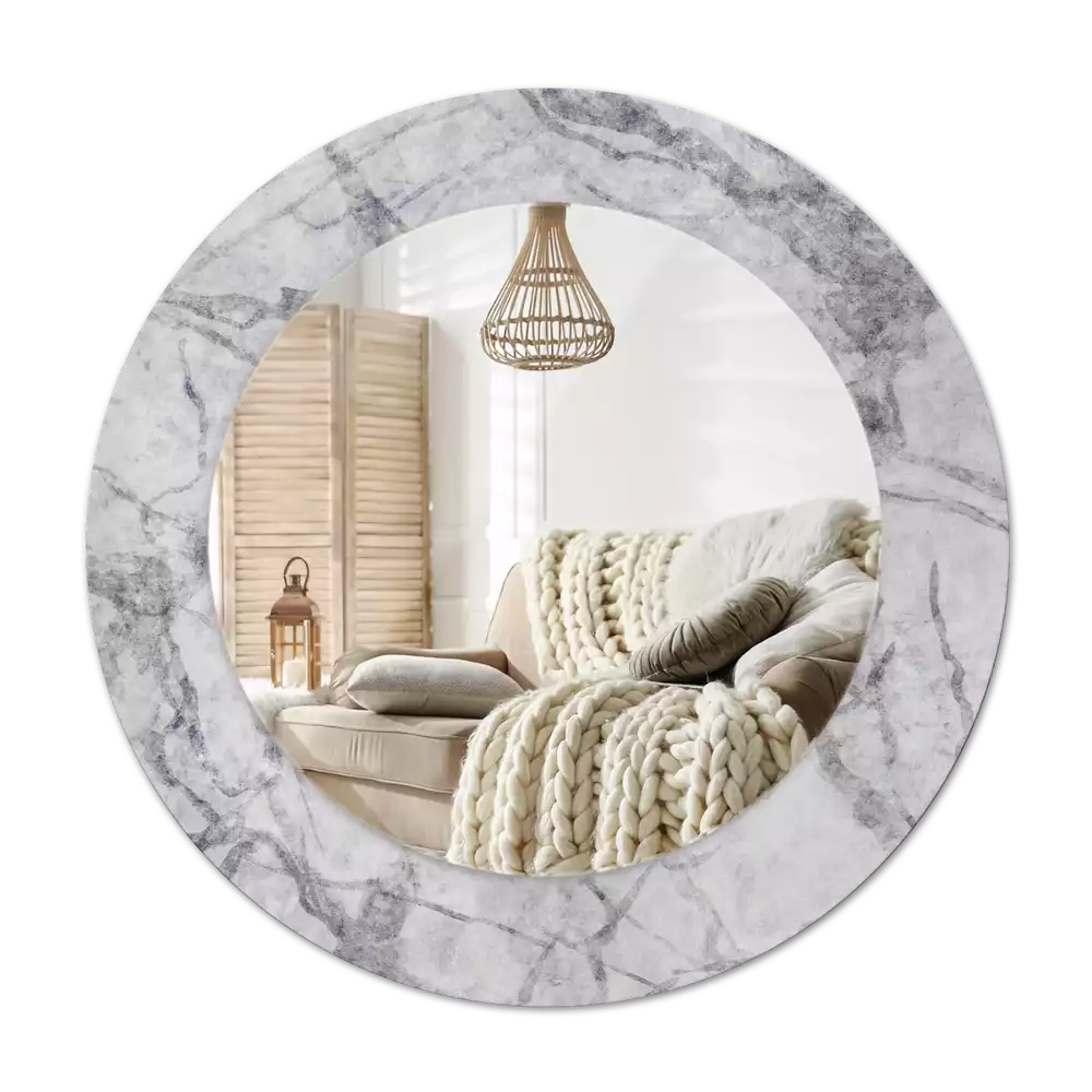 Miroir rond avec décoration Marbre blanc