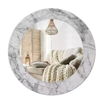 Miroir rond avec décoration Marbre blanc