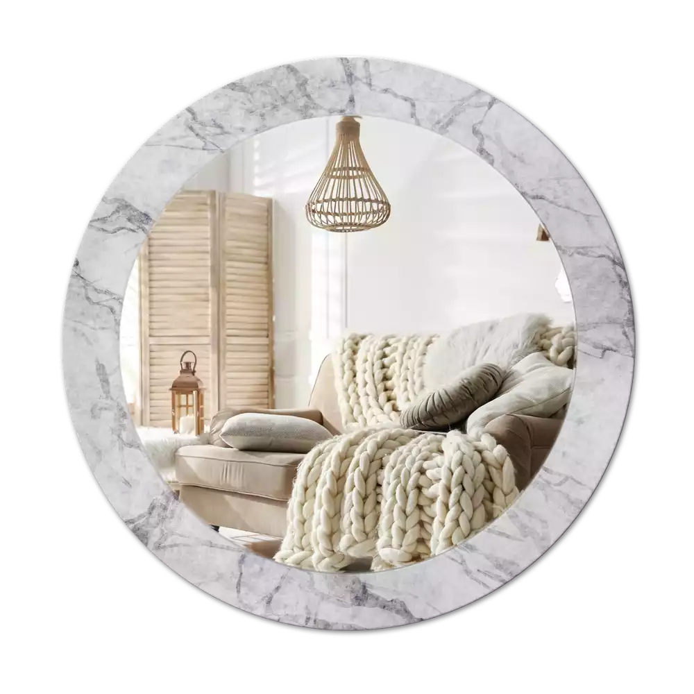 Miroir rond avec décoration Marbre blanc