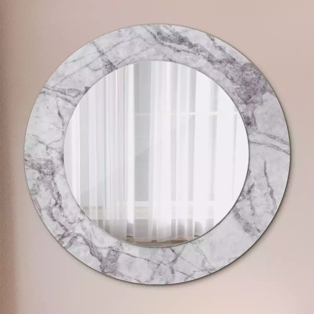 Miroir rond avec décoration Marbre blanc