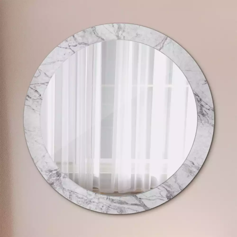 Miroir rond avec décoration Marbre blanc