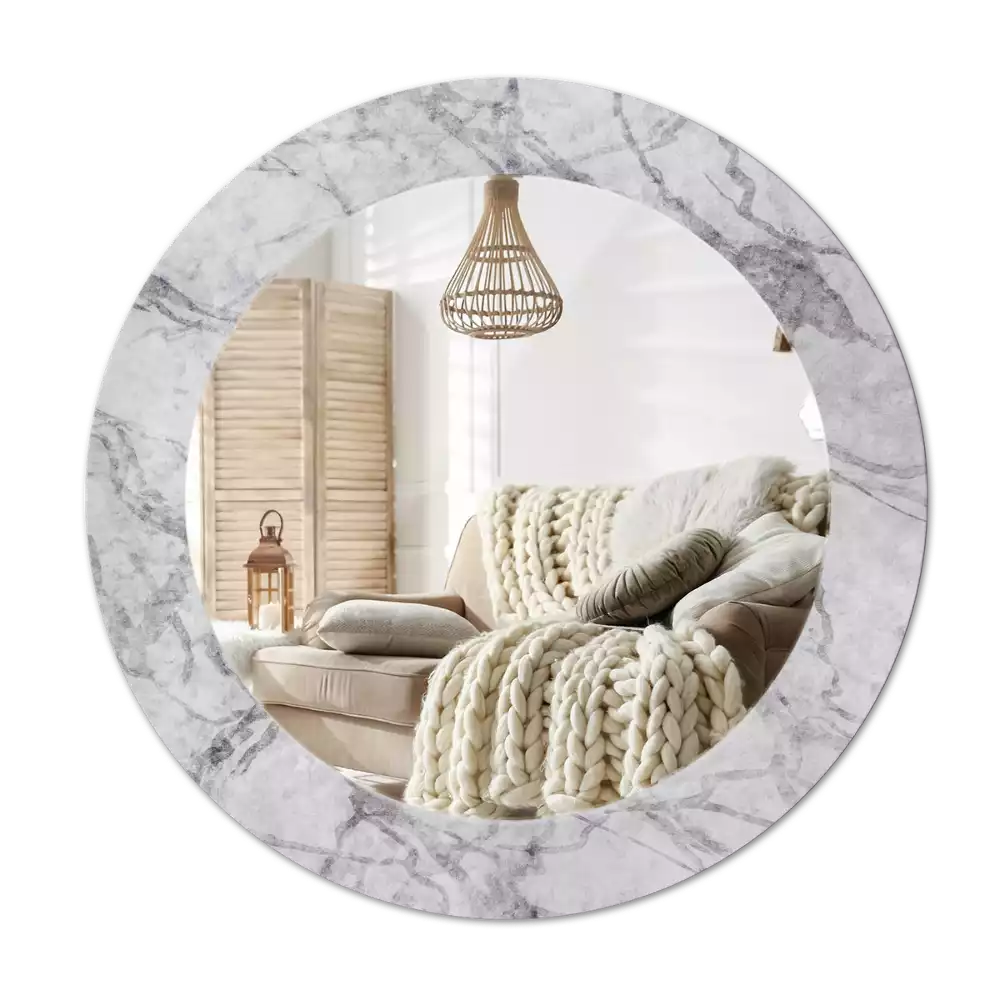Miroir rond avec décoration Marbre blanc