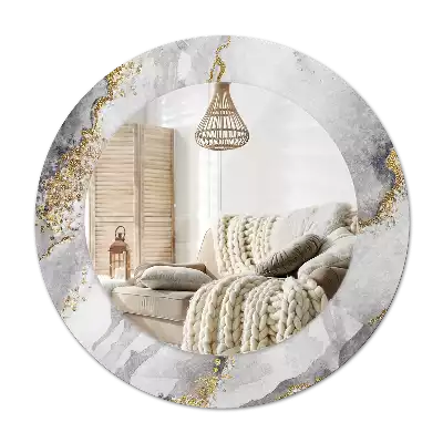 Miroir rond cadre avec impression Motif marbré