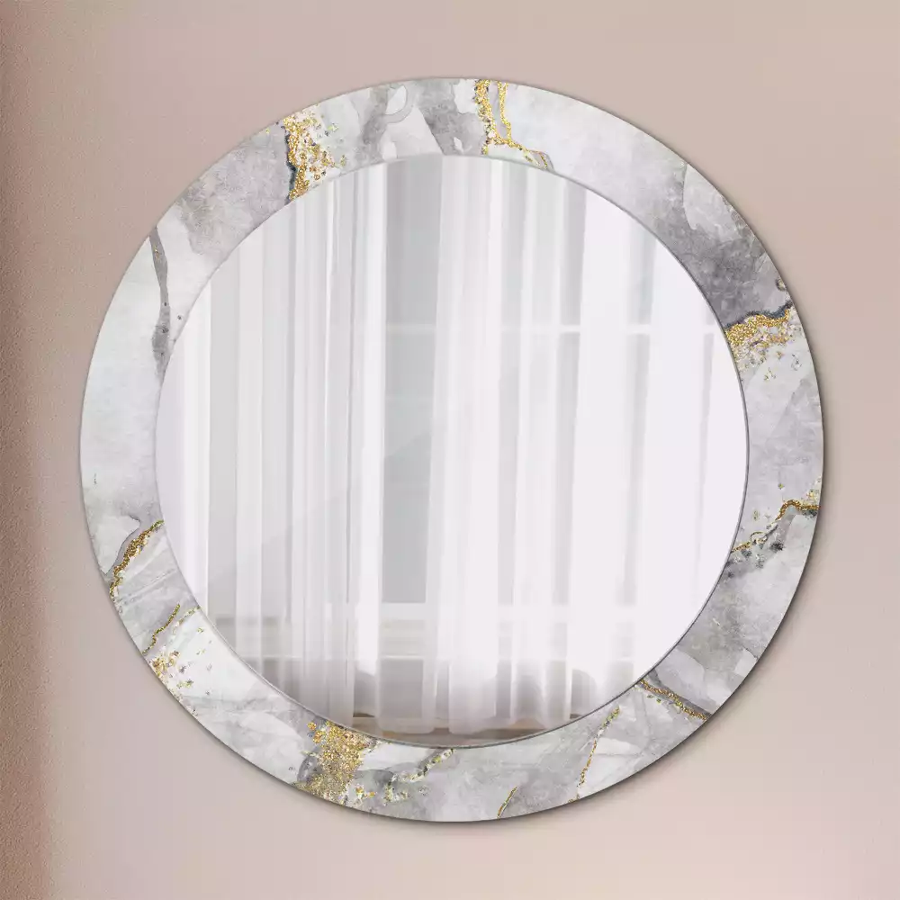 Miroir rond cadre avec impression Motif marbré
