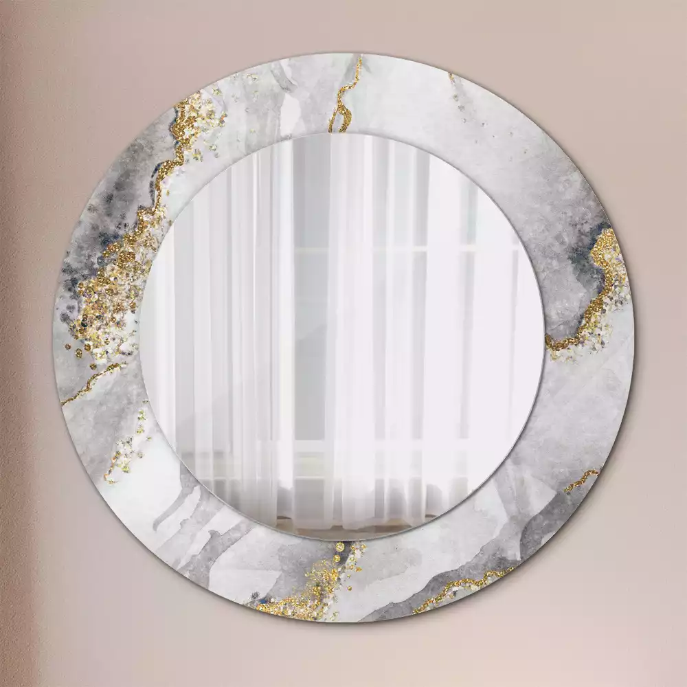 Miroir rond cadre avec impression Motif marbré