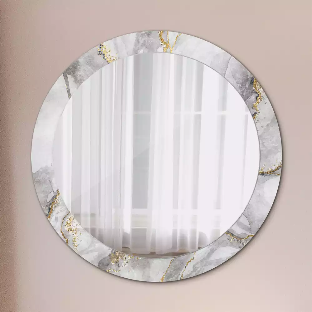 Miroir rond cadre avec impression Motif marbré