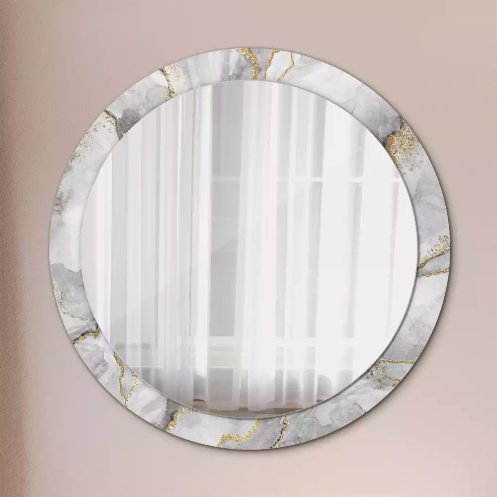 Miroir rond cadre avec impression Motif marbré