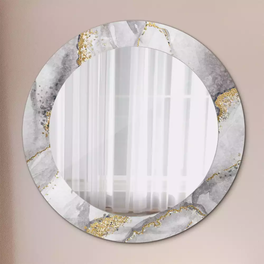 Miroir rond cadre avec impression Motif marbré