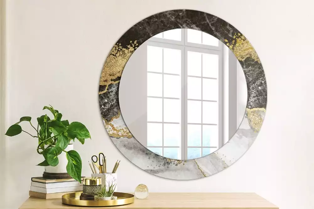 Miroir rond imprimé Marbre loft