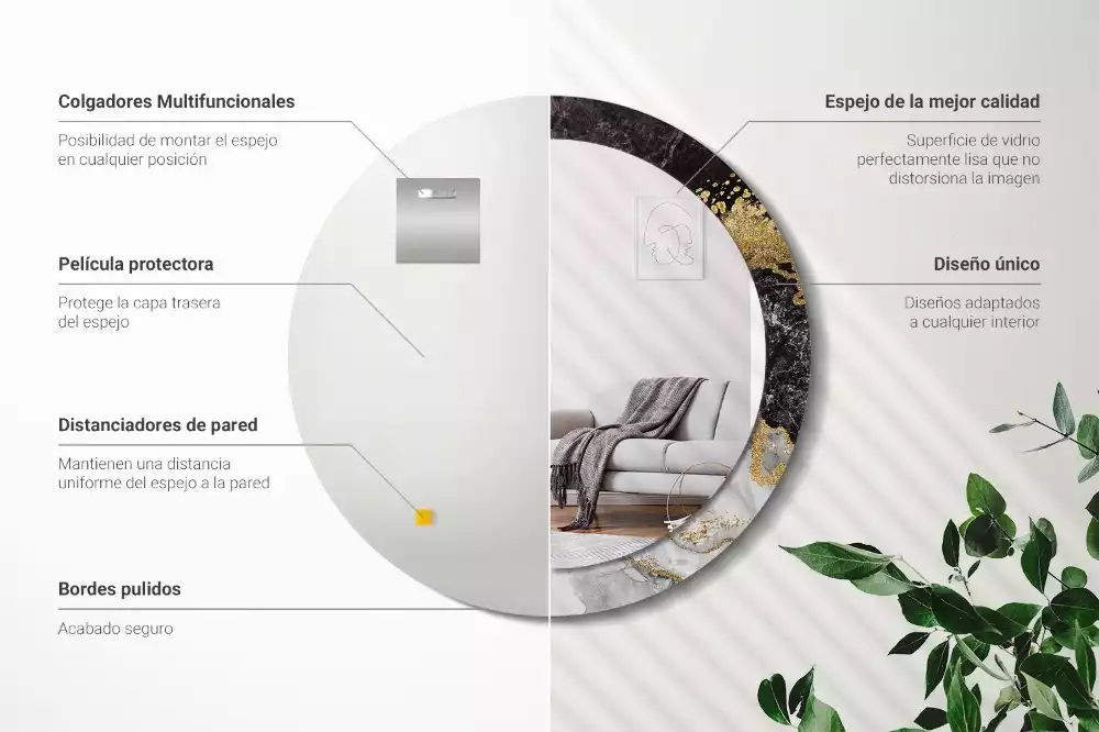 Miroir rond imprimé Marbre loft