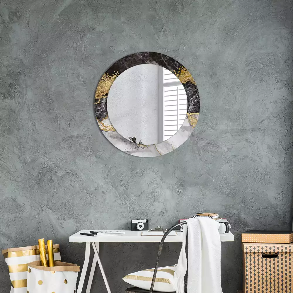 Miroir rond imprimé Marbre loft