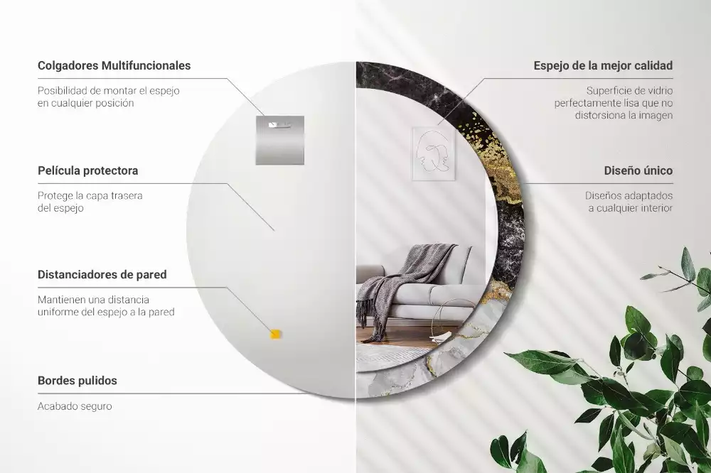 Miroir rond imprimé Marbre loft