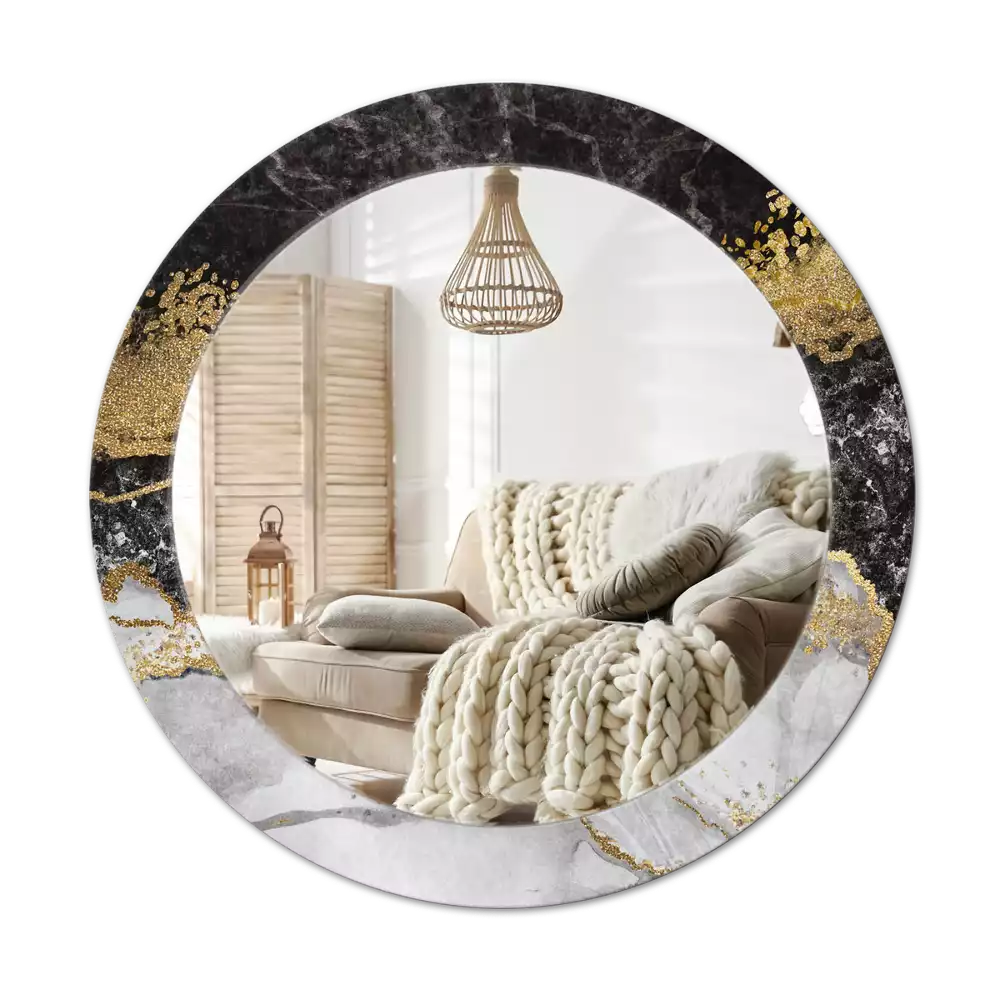 Miroir rond imprimé Marbre loft