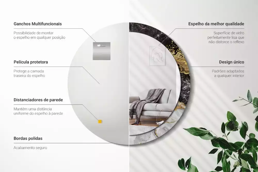 Miroir rond imprimé Marbre loft