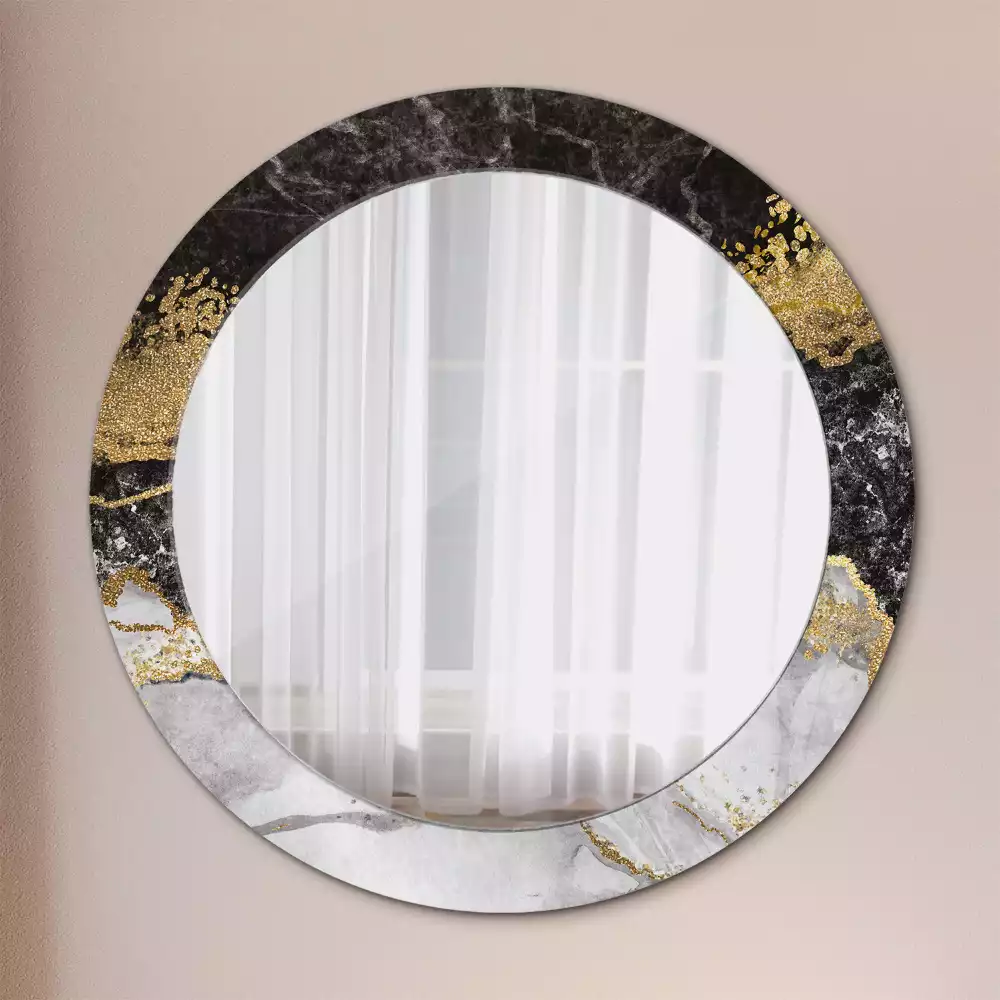 Miroir rond imprimé Marbre loft