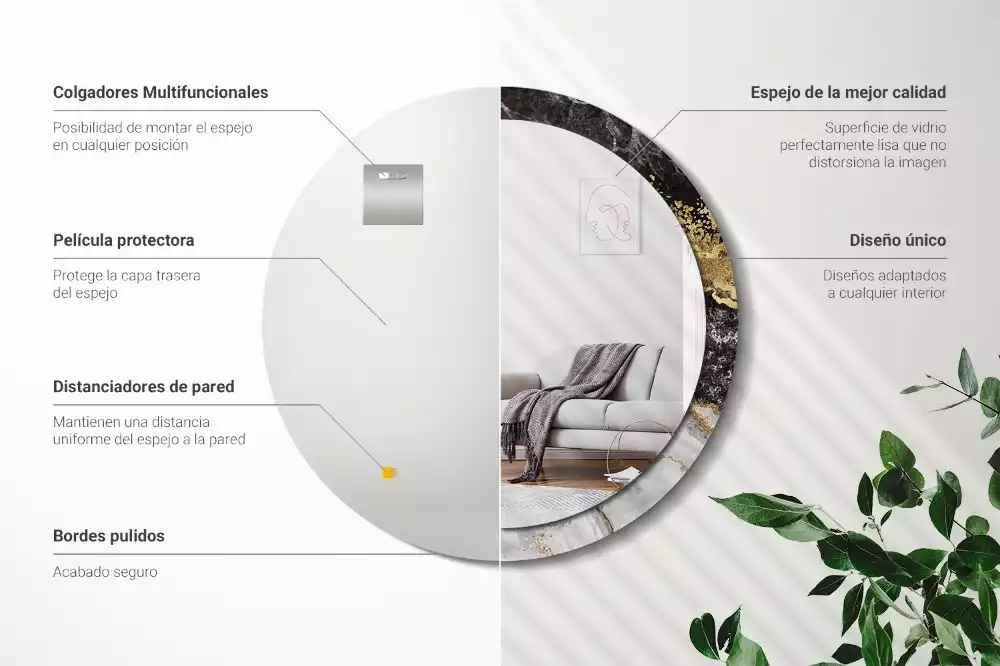 Miroir rond imprimé Marbre loft