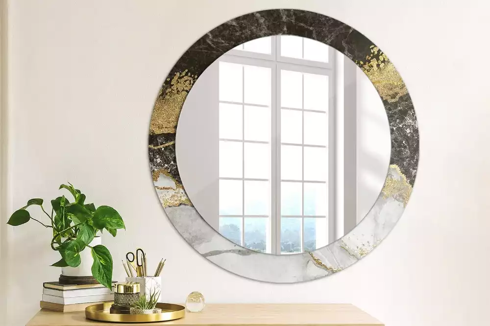 Miroir rond imprimé Marbre loft