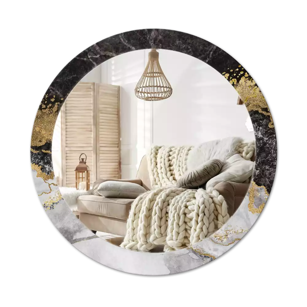 Miroir rond imprimé Marbre loft