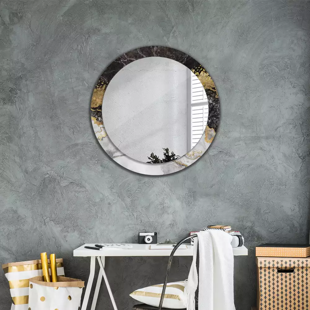 Miroir rond imprimé Marbre loft