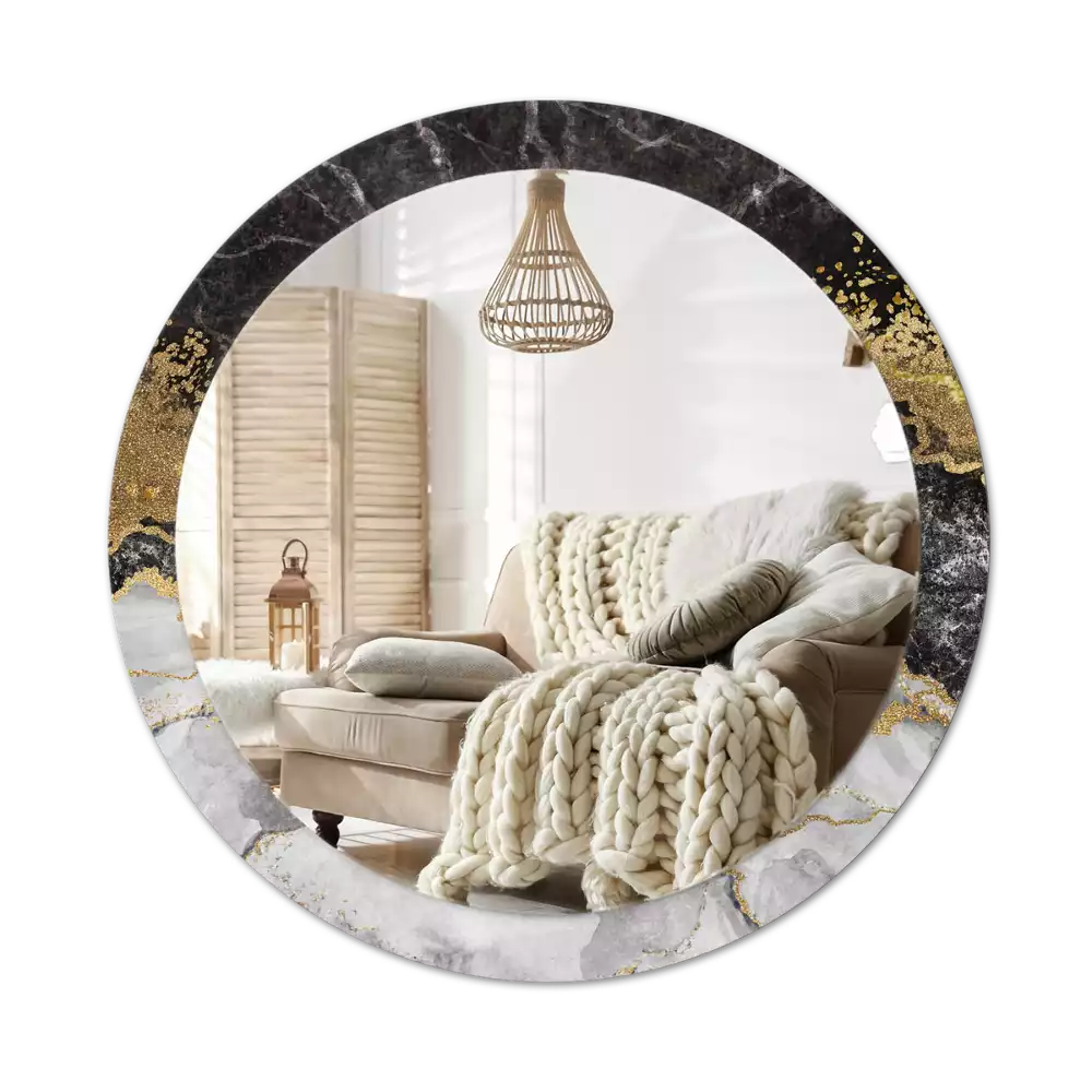 Miroir rond imprimé Marbre loft