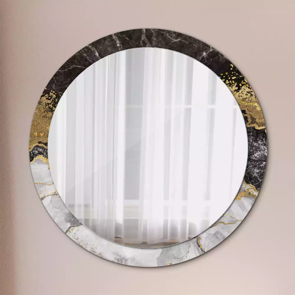 Miroir rond imprimé Marbre loft