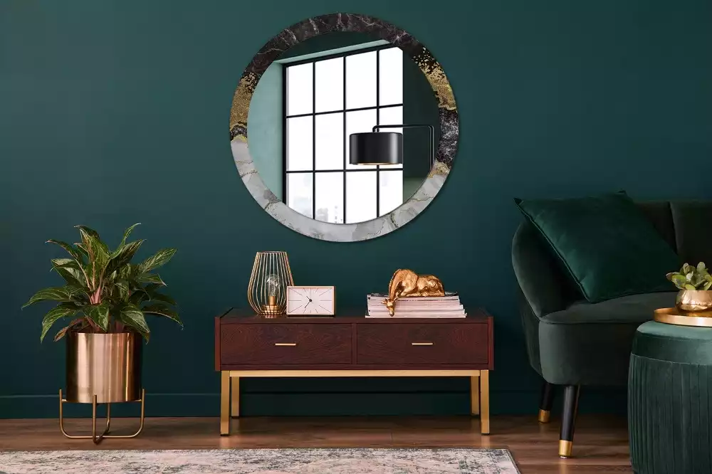 Miroir rond imprimé Marbre loft