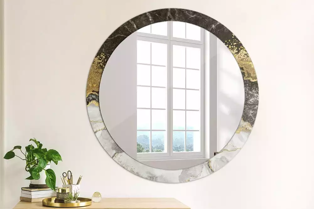 Miroir rond imprimé Marbre loft