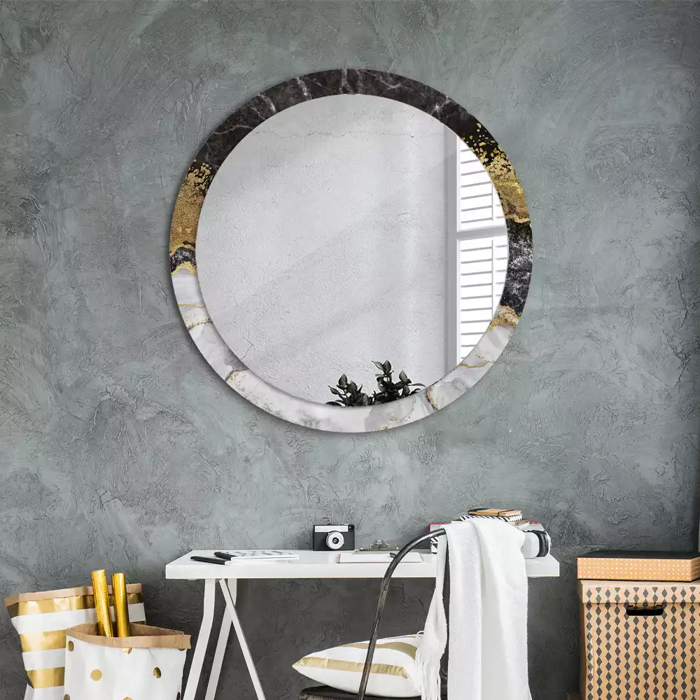 Miroir rond imprimé Marbre loft