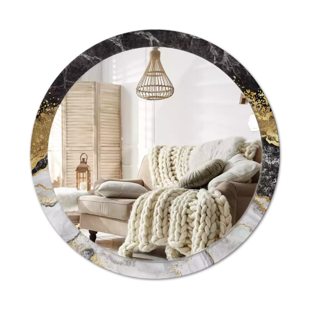 Miroir rond imprimé Marbre loft