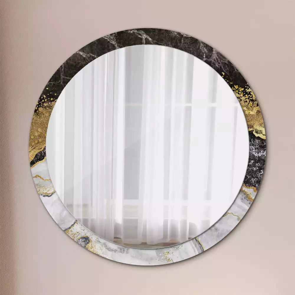Miroir rond imprimé Marbre loft