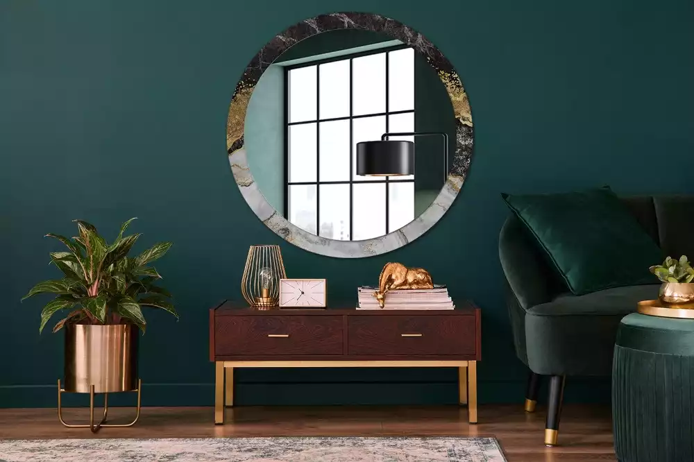 Miroir rond imprimé Marbre loft