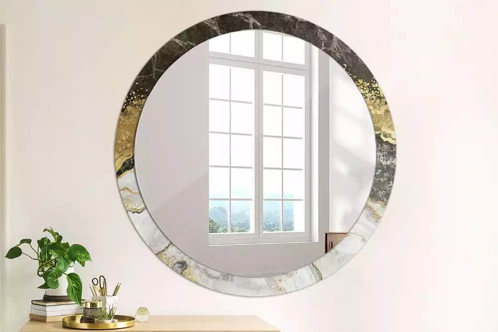Miroir rond imprimé Marbre loft