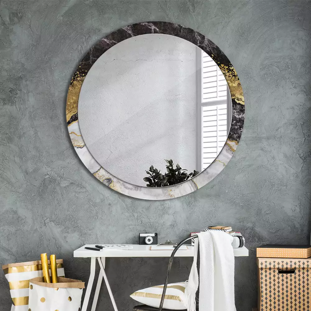 Miroir rond imprimé Marbre loft