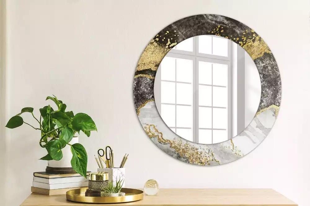 Miroir rond imprimé Marbre loft