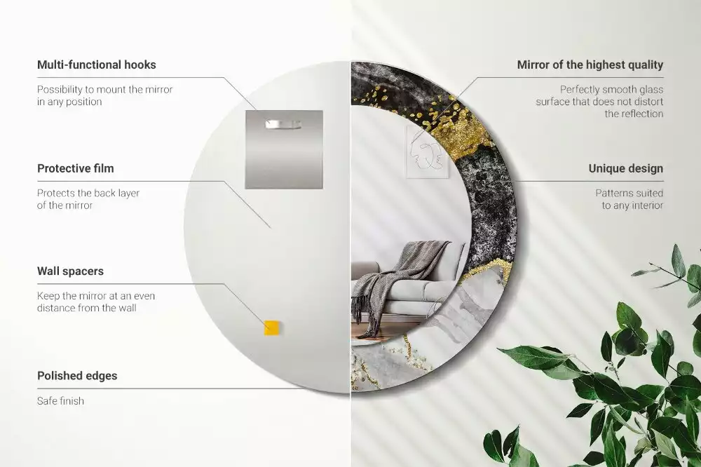 Miroir rond imprimé Marbre loft