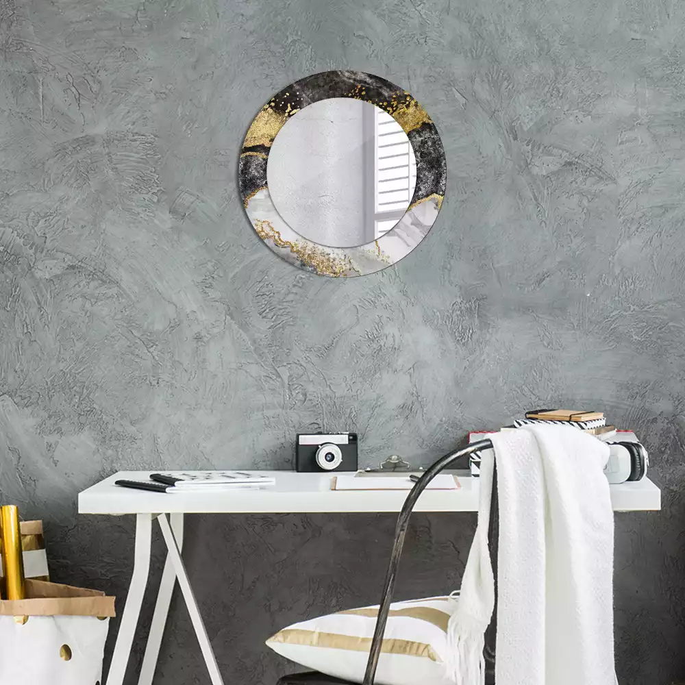 Miroir rond imprimé Marbre loft