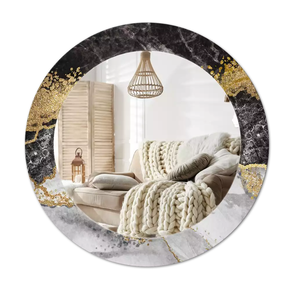 Miroir rond imprimé Marbre loft