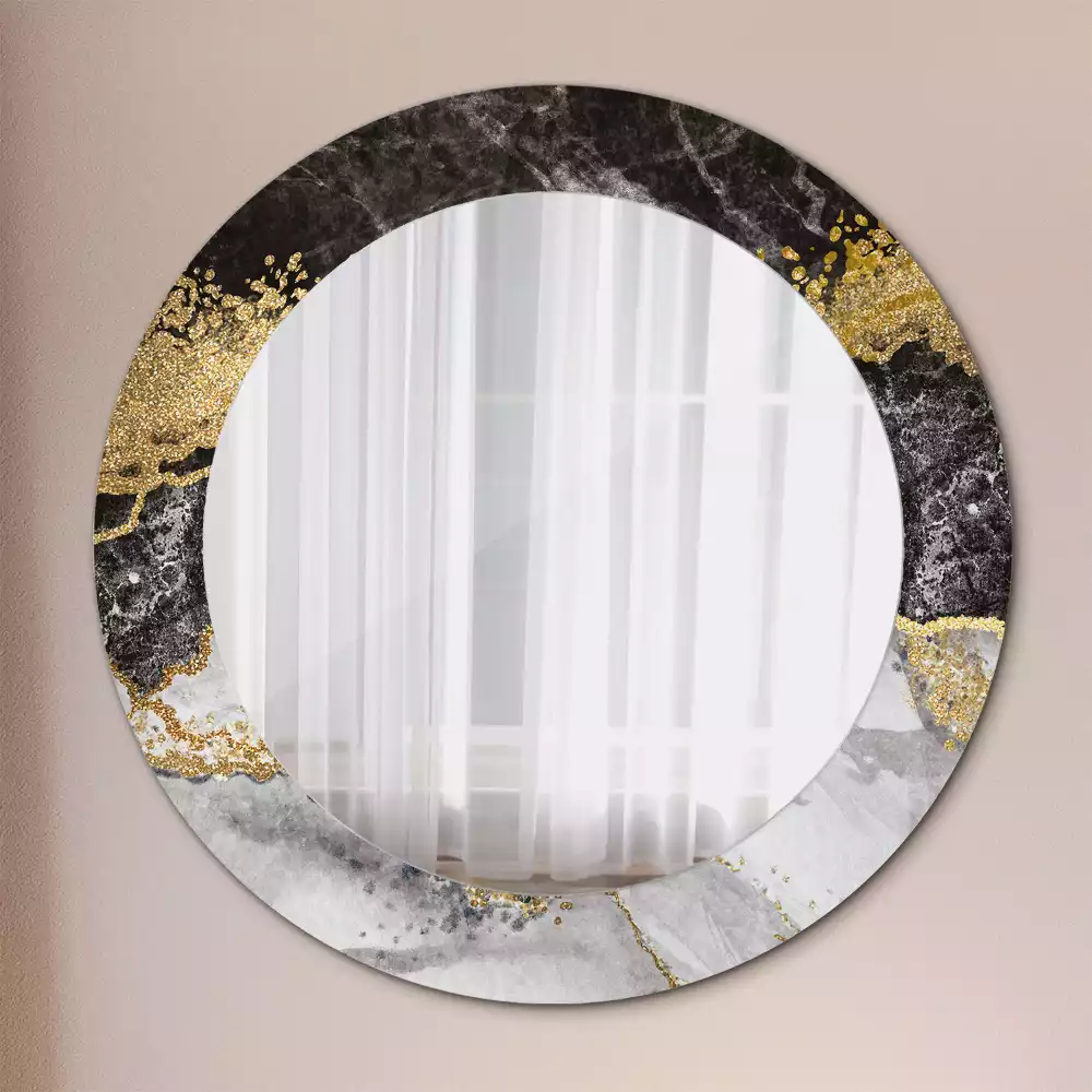 Miroir rond imprimé Marbre loft