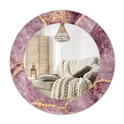 Miroir rond avec décoration Imitation marbre