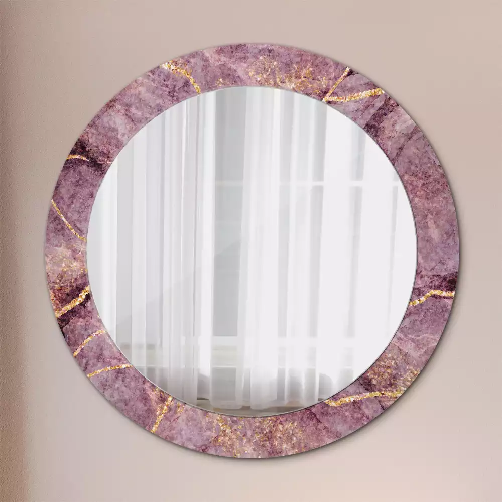 Miroir rond avec décoration Imitation marbre