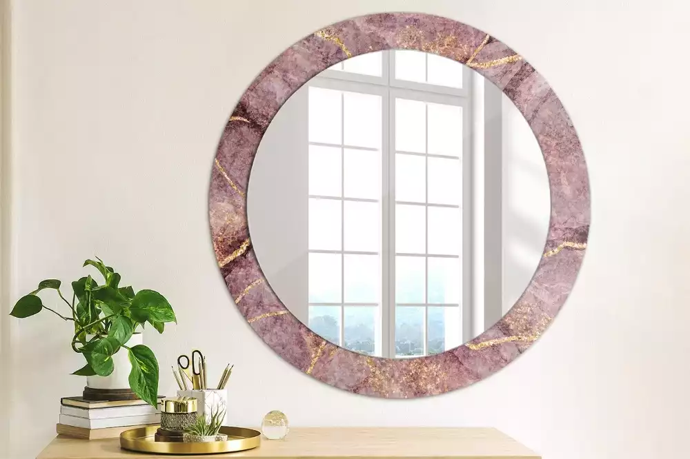 Miroir rond avec décoration Imitation marbre